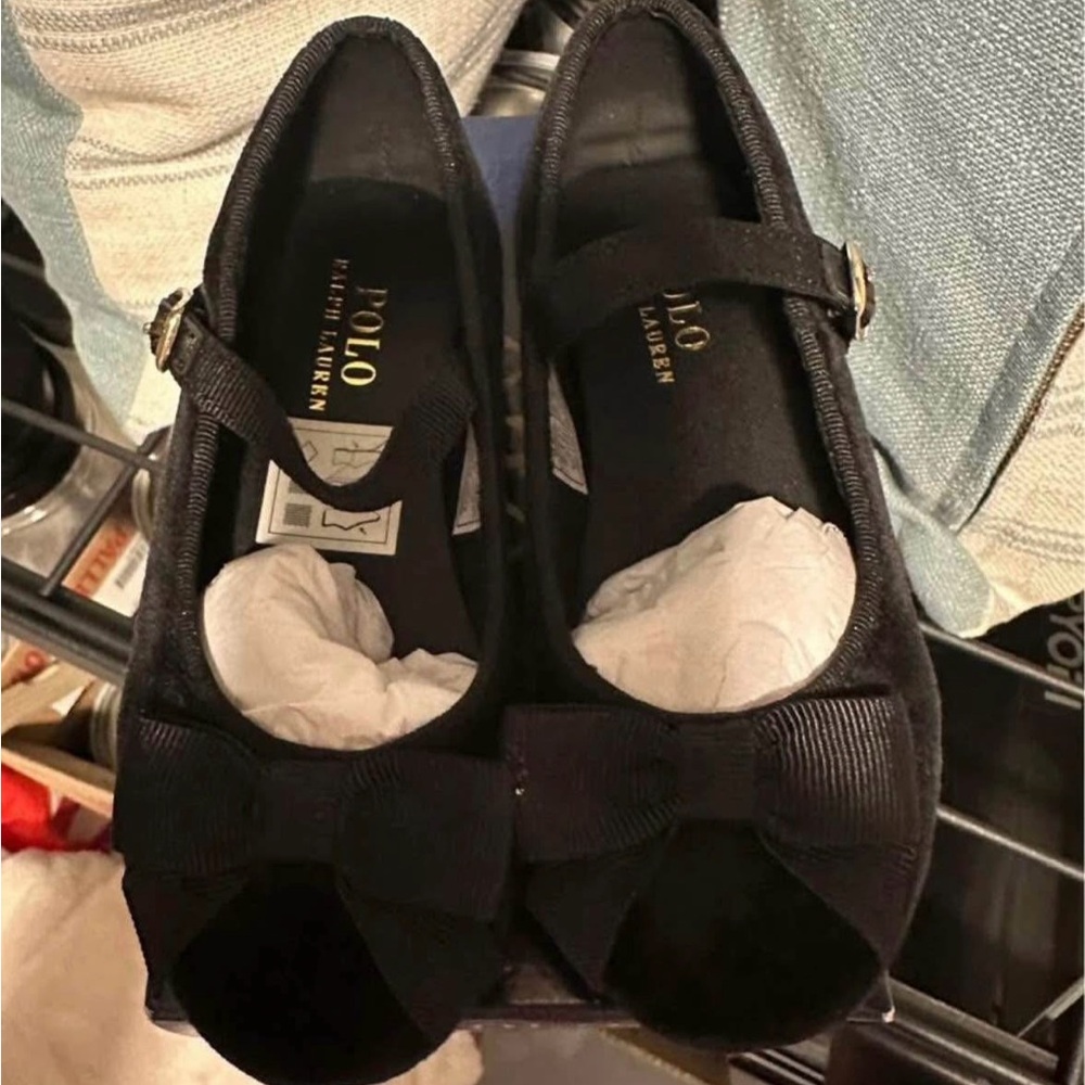 Toddler Girls | Polo by Ralph Lauren |  Black Flats with Bow